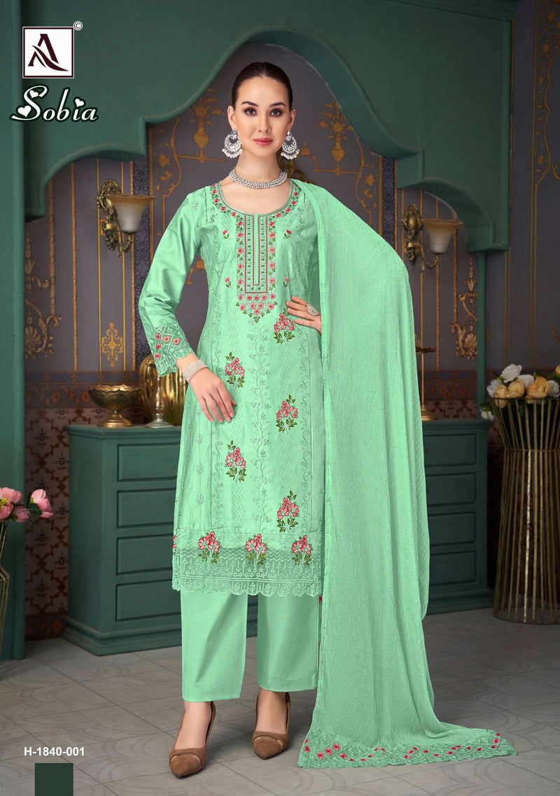Alok Suits Sobia Pure Jam Cotton Fancy Embroidery Work Salwar Kameez