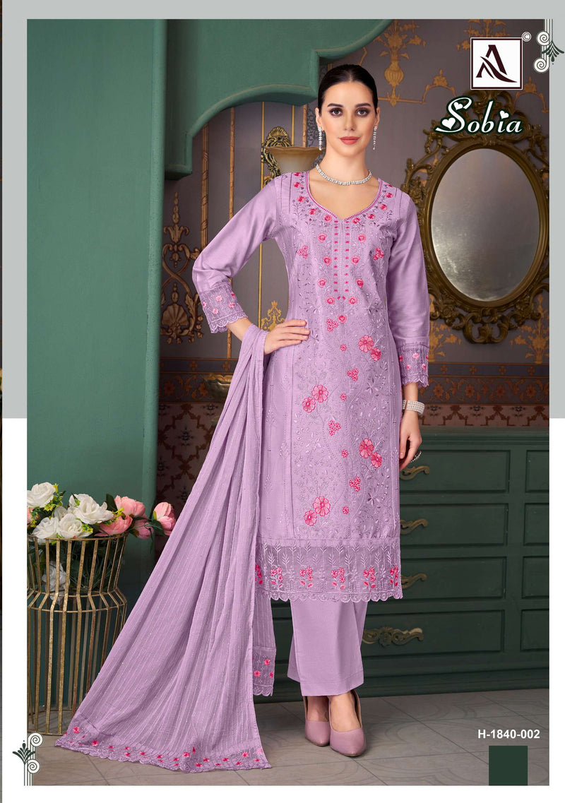 Alok Suits Sobia Pure Jam Cotton Fancy Embroidery Work Salwar Kameez