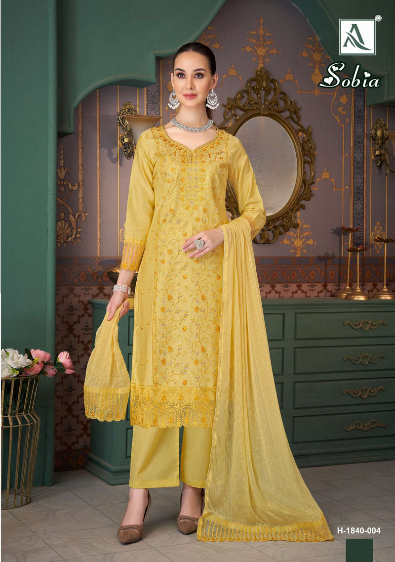 Alok Suits Sobia Pure Jam Cotton Fancy Embroidery Work Salwar Kameez