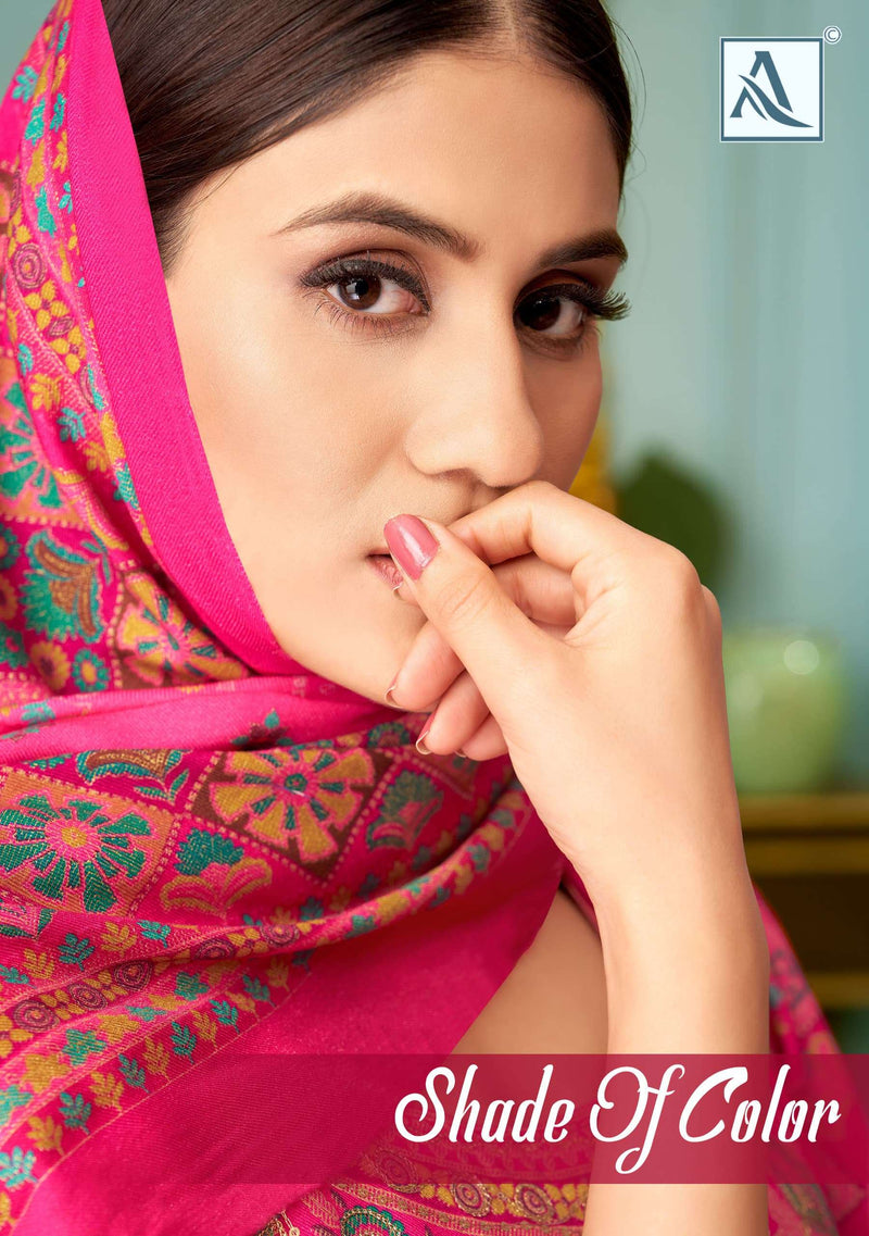 Alok Suit Shades Of Color Pure Viscose Pashmina Print With Handwork Salwar Suit