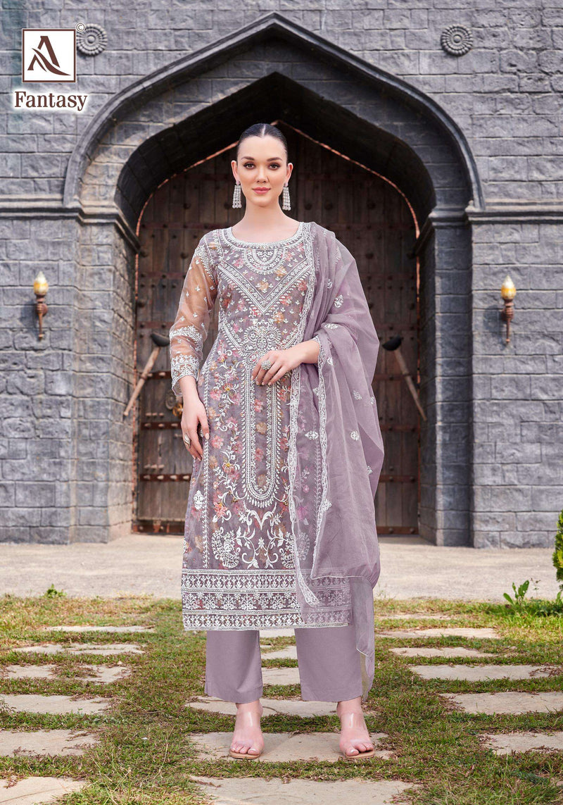 Alok Suits Pak Bin Saeed Pure Cambric Cotton Embroidery Work Salwar Suit