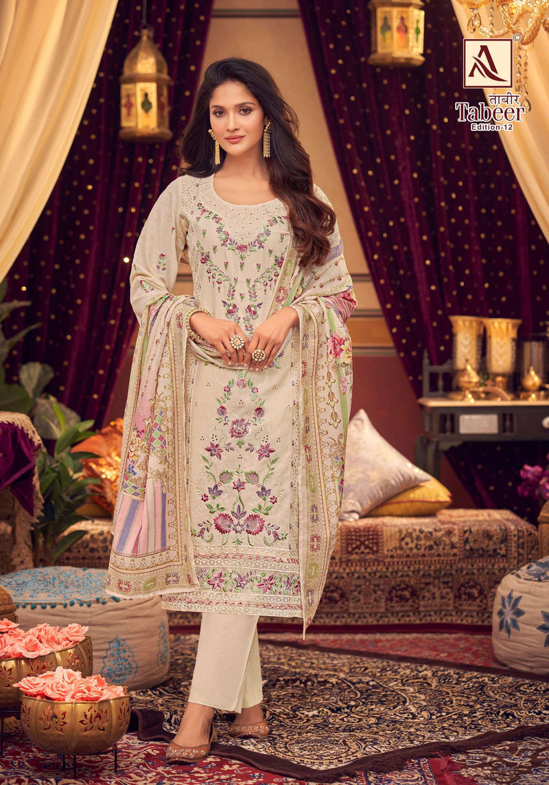 Alok Suits Tabeer Vol 12 Pure Cambric Lawn Embroidered Pakistani Suit