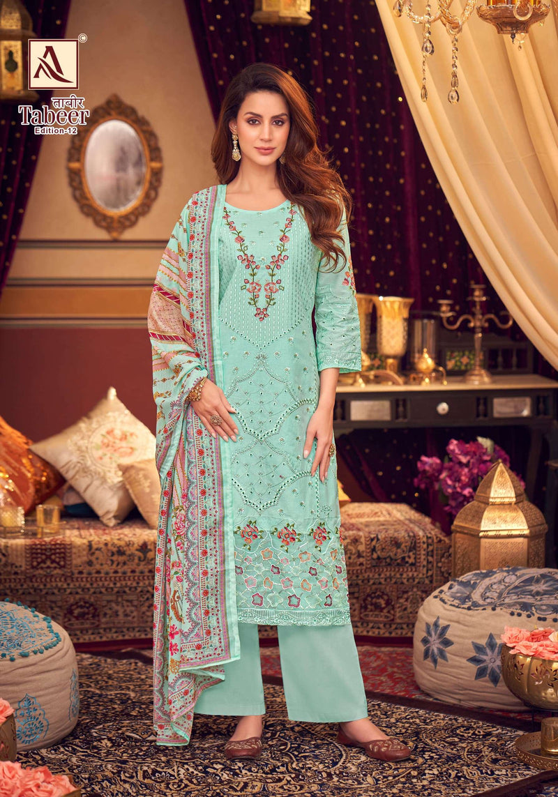 Alok Suits Tabeer Vol 12 Pure Cambric Lawn Embroidered Pakistani Suit