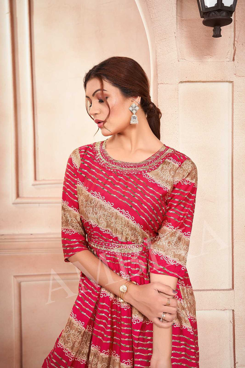 Ambika Kurtis Jalwan Vol 3 Mill Print Modal Foil Combo Set Of Long Kurti