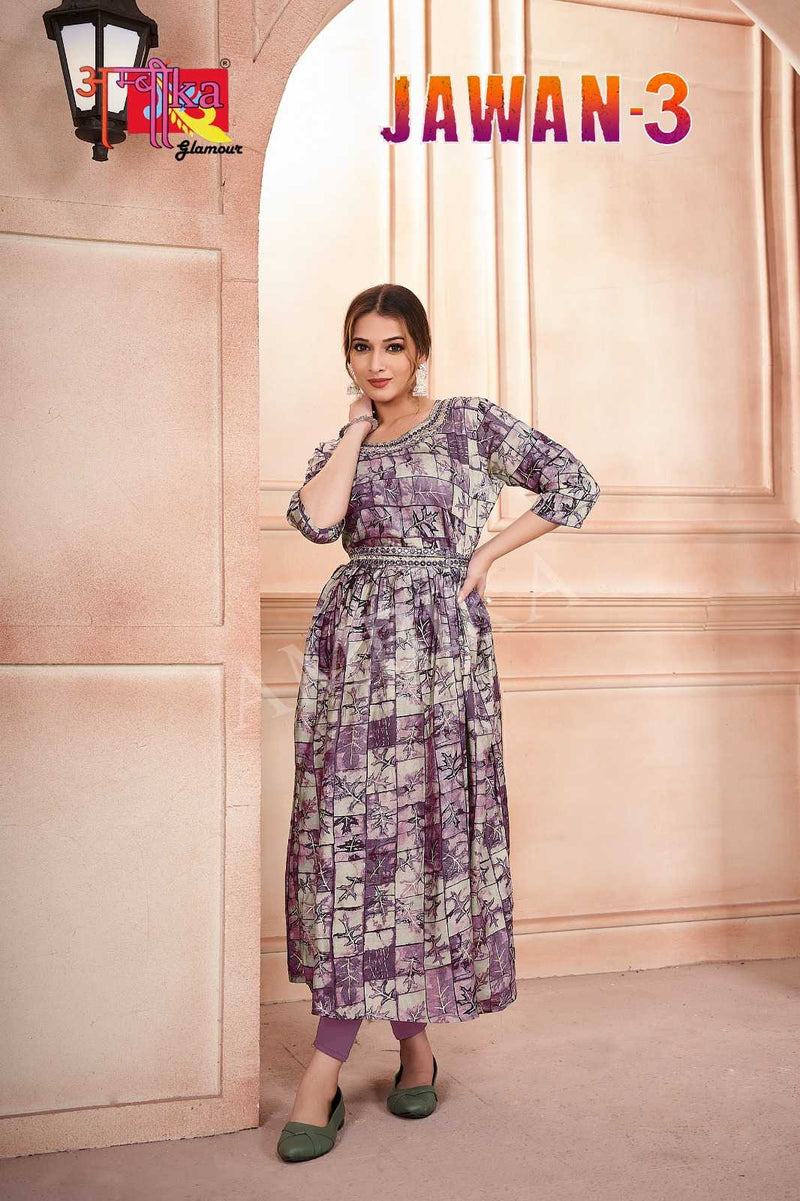 Ambika Kurtis Jalwan Vol 3 Mill Print Modal Foil Combo Set Of Long Kurti