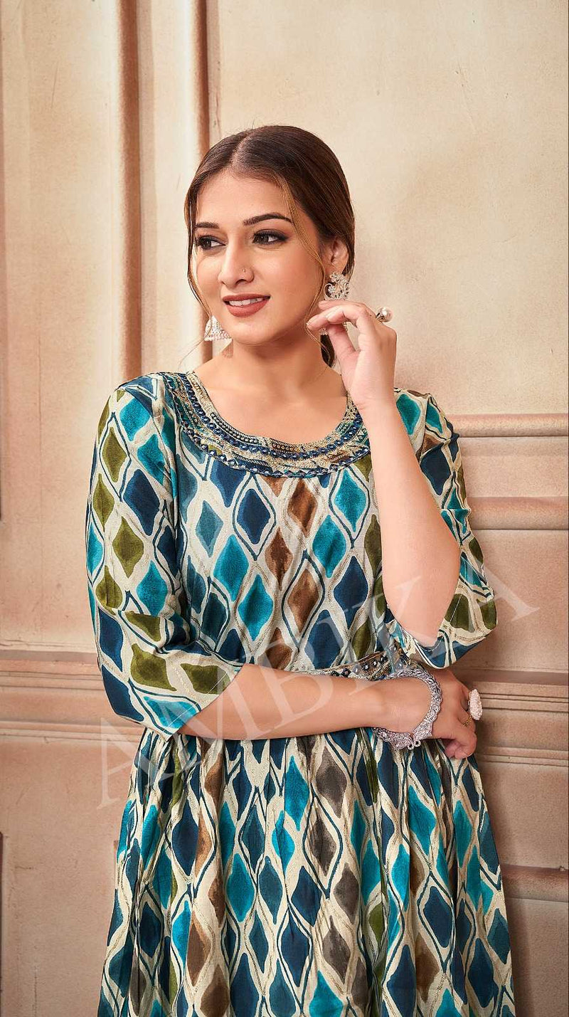 Ambika Kurtis Jalwan Vol 3 Mill Print Modal Foil Combo Set Of Long Kurti