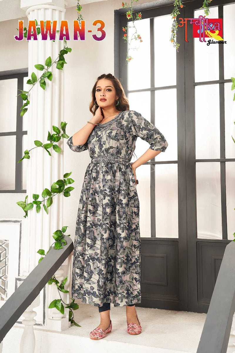 Ambika Kurtis Jalwan Vol 3 Mill Print Modal Foil Combo Set Of Long Kurti