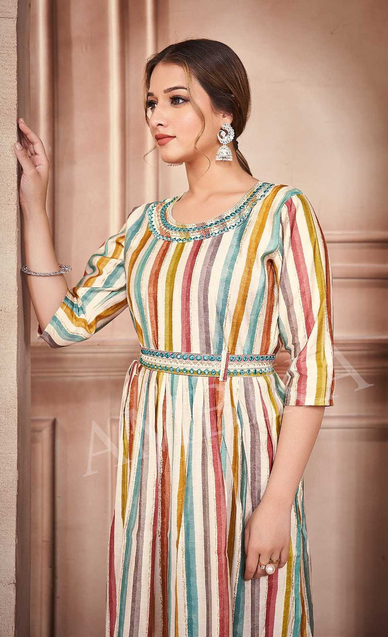 Ambika Kurtis Jalwan Vol 3 Mill Print Modal Foil Combo Set Of Long Kurti