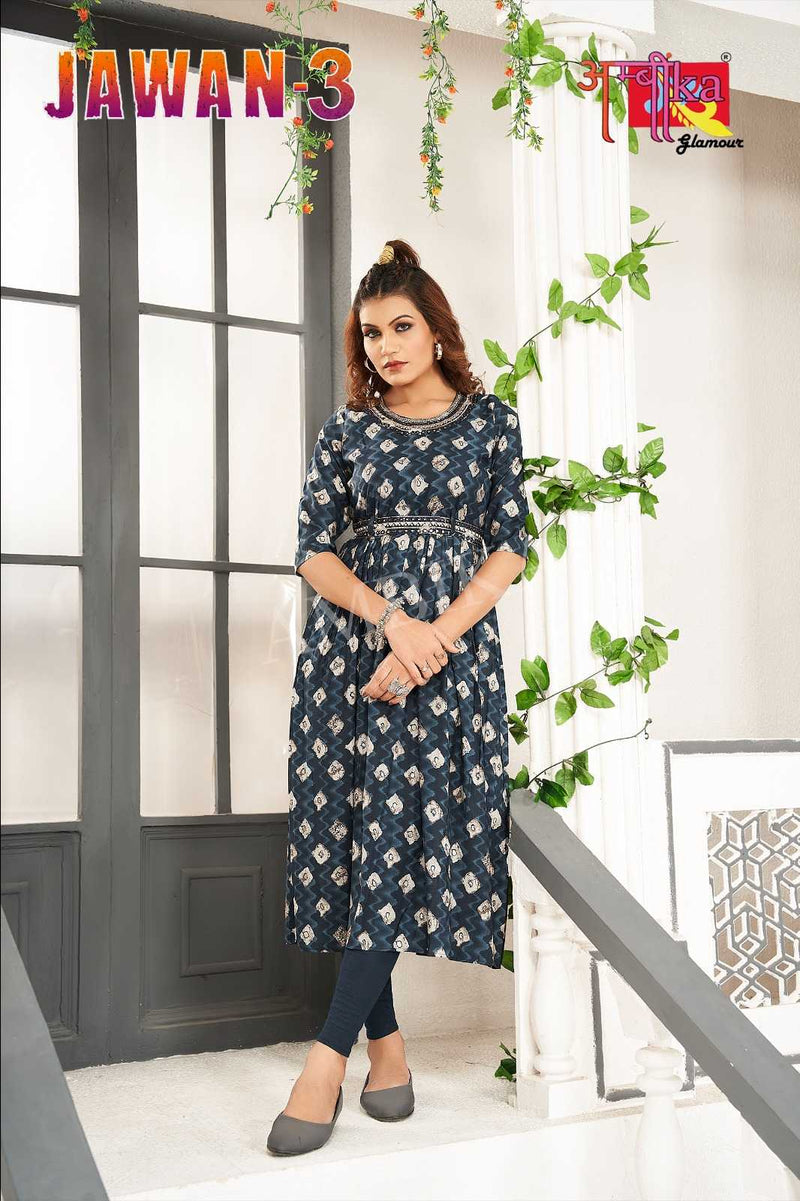 Ambika Kurtis Jalwan Vol 3 Mill Print Modal Foil Combo Set Of Long Kurti
