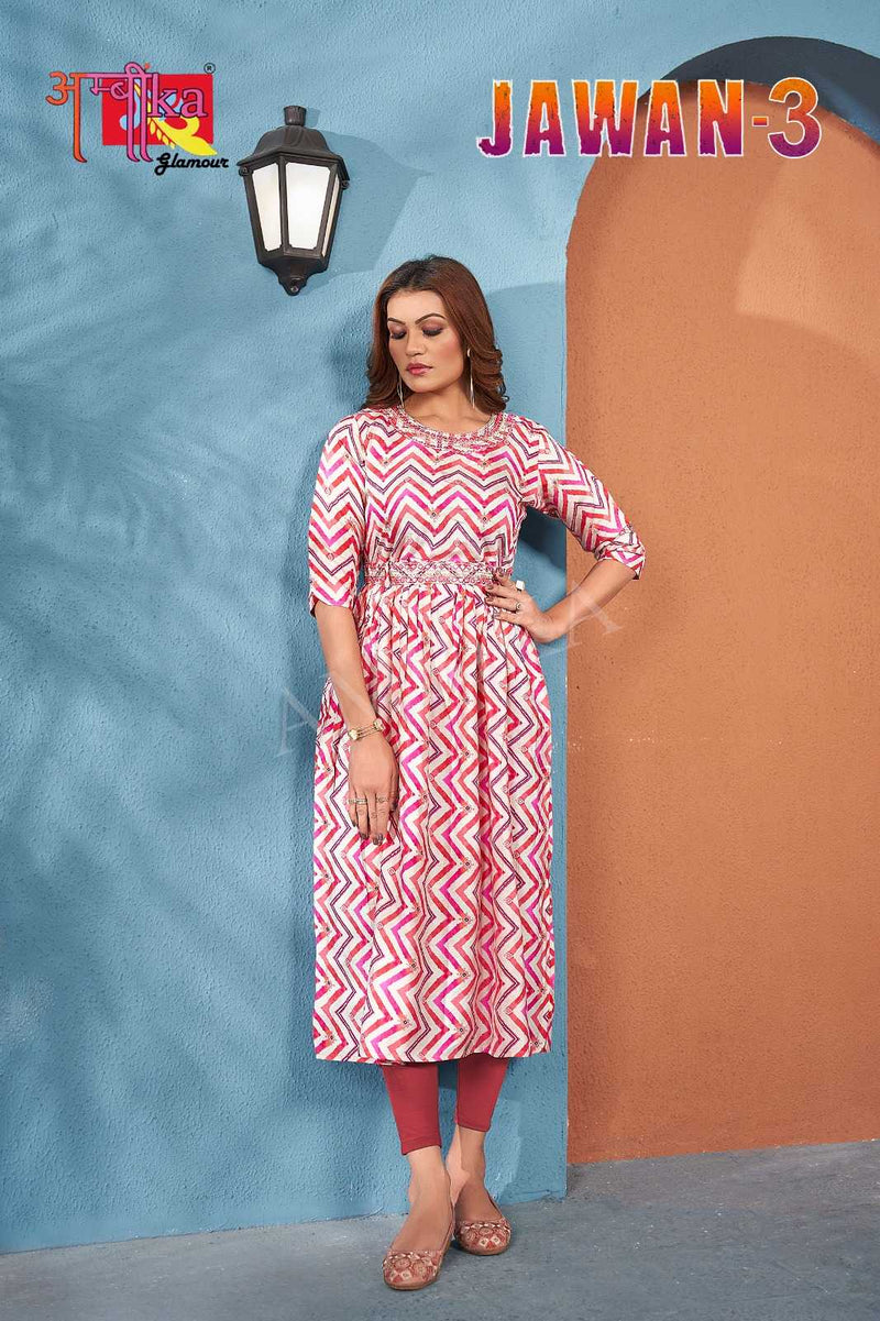 Ambika Kurtis Jalwan Vol 3 Mill Print Modal Foil Combo Set Of Long Kurti