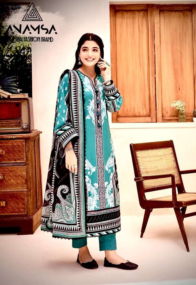 Anama D No 453 Cotton Digital Print With Three Embroidered Patch Work Very Beautiful Fancy Salwar Kameez