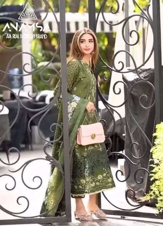 Anamsa 495 Jam Cotton Heavy Embroidered Sequence Work Salwar Suit