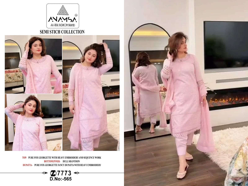 Anamsa 565 Pure Fox Georgette Embroidered Sequence Work Salwar Suit