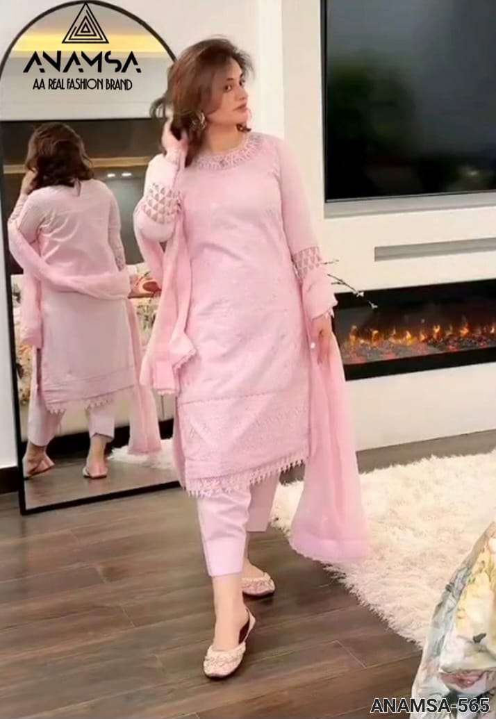 Anamsa 565 Pure Fox Georgette Embroidered Sequence Work Salwar Suit
