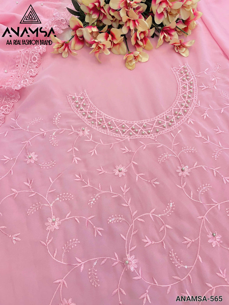 Anamsa 565 Pure Fox Georgette Embroidered Sequence Work Salwar Suit
