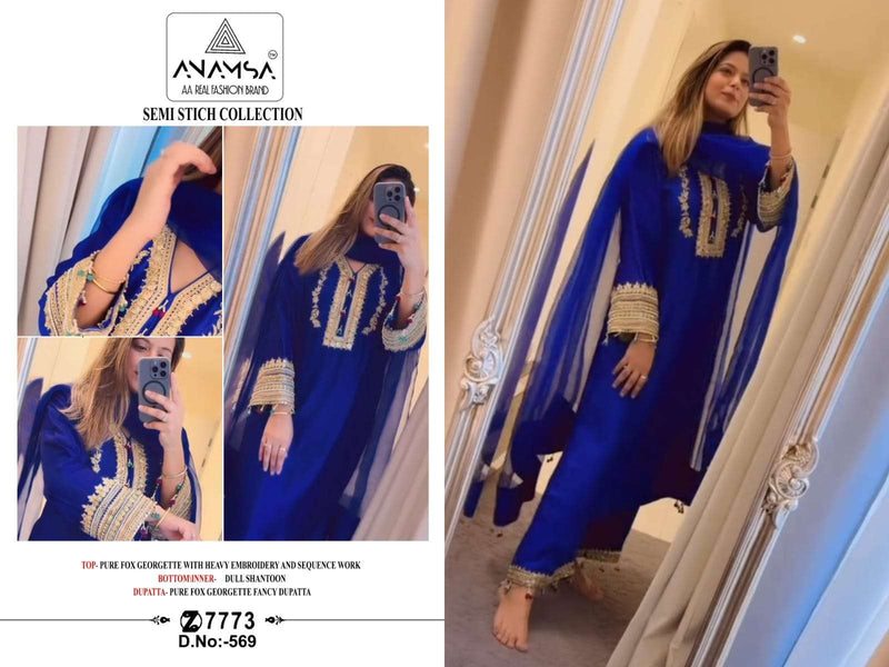 Anamsa 569 Pure Fox Georgette Embroidered Sequence Work Salwar Suit