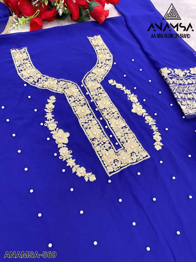 Anamsa 569 Pure Fox Georgette Embroidered Sequence Work Salwar Suit