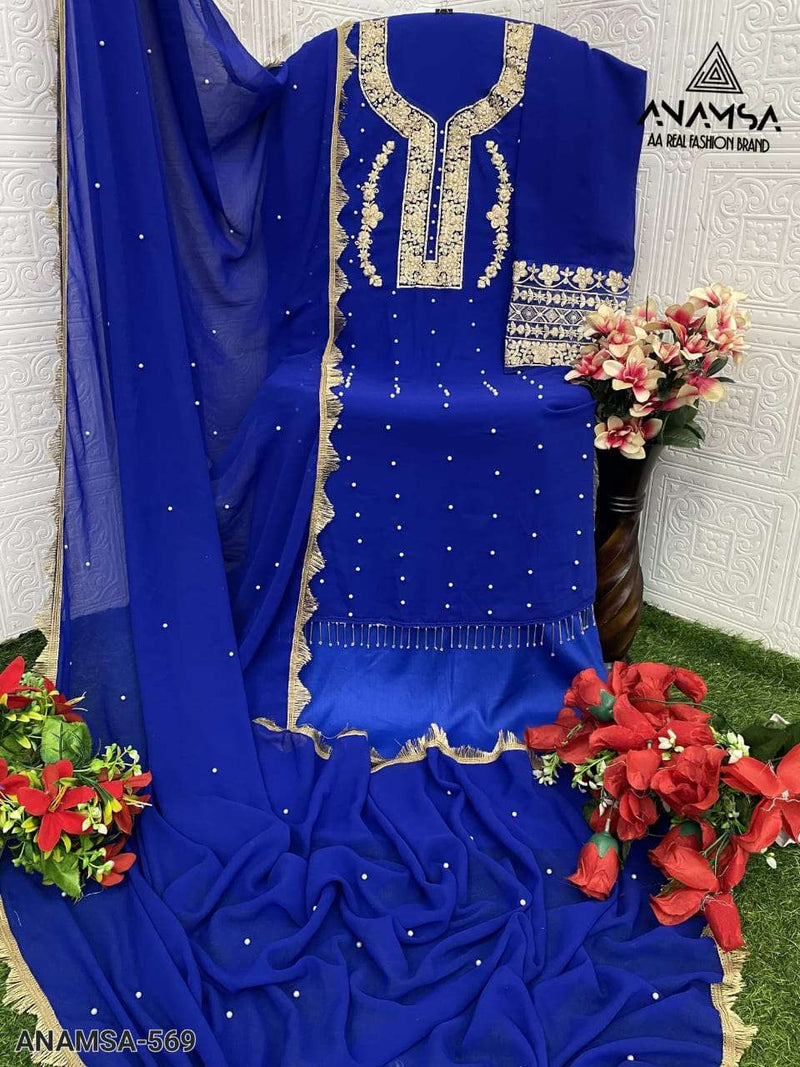 Anamsa 569 Pure Fox Georgette Embroidered Sequence Work Salwar Suit