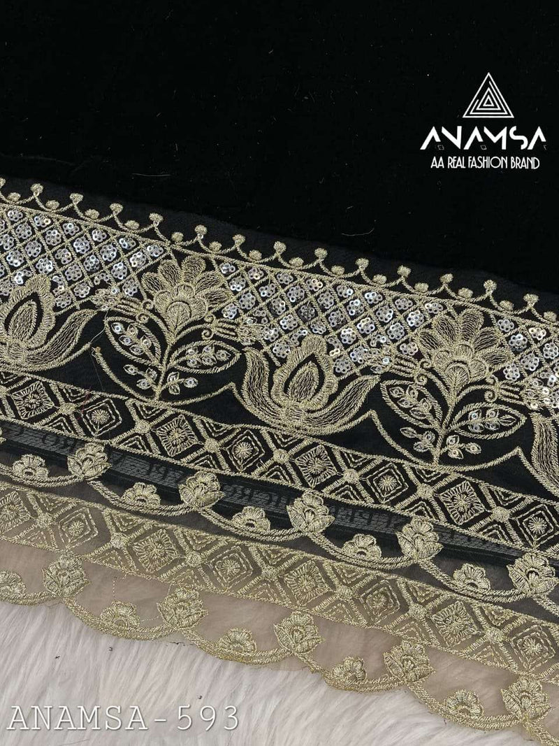 Anamsa 593 Pure Velvet Heavy Embroidered Sequence Work Salwar Suit