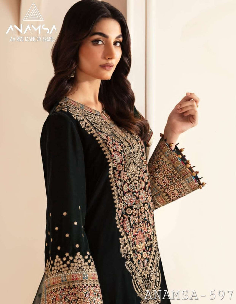 Anamsa 597 Pure Velvet Heavy Embroidered Sequence Work Salwar Suit
