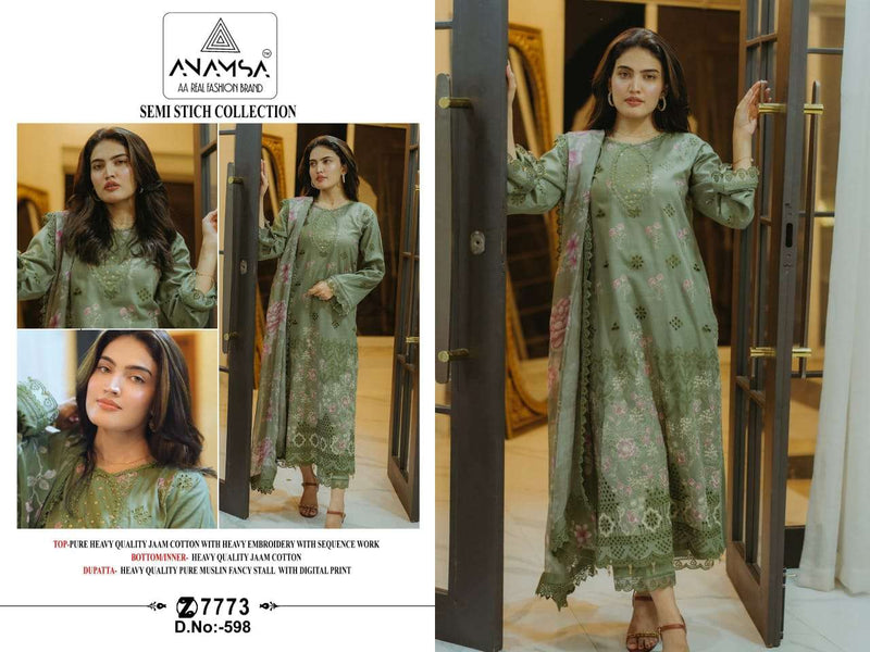Anamsa 598 Pure Jam Cotton Embroidered Sequence Work Salwar Suit