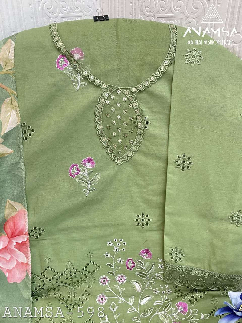 Anamsa 598 Pure Jam Cotton Embroidered Sequence Work Salwar Suit