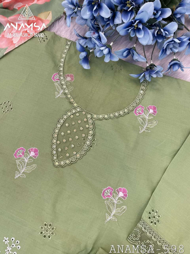 Anamsa 598 Pure Jam Cotton Embroidered Sequence Work Salwar Suit