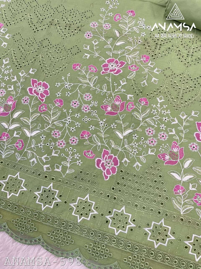Anamsa 598 Pure Jam Cotton Embroidered Sequence Work Salwar Suit