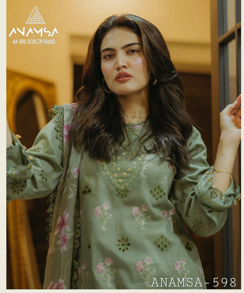 Anamsa 598 Pure Jam Cotton Embroidered Sequence Work Salwar Suit