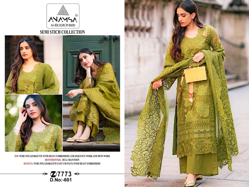 Anamsa 601 Pure Fox Georgette Fancy Embroidered Sequence Work Salwar Suit