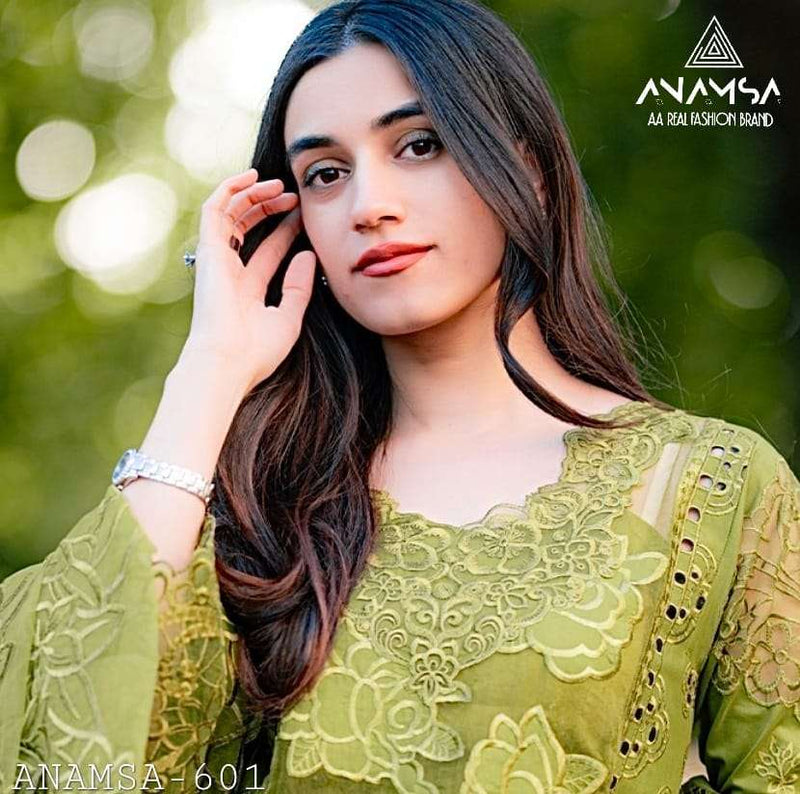 Anamsa 601 Pure Fox Georgette Fancy Embroidered Sequence Work Salwar Suit