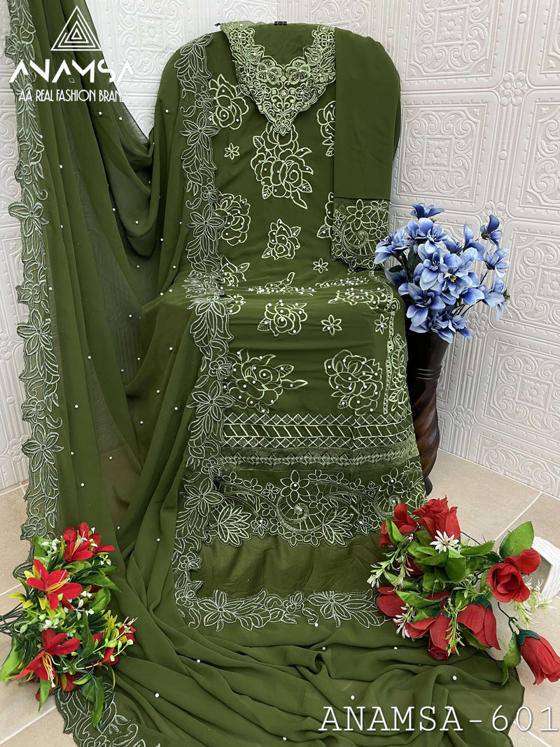 Anamsa 601 Pure Fox Georgette Fancy Embroidered Sequence Work Salwar Suit