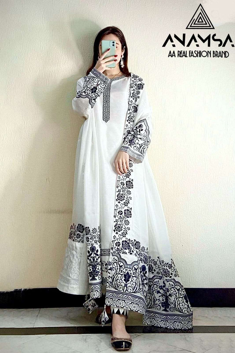 Anamsa D No 450  Fox Georgette With Heavy Embroidered Very Beautiful Design And Sequence Work Salwar Suit