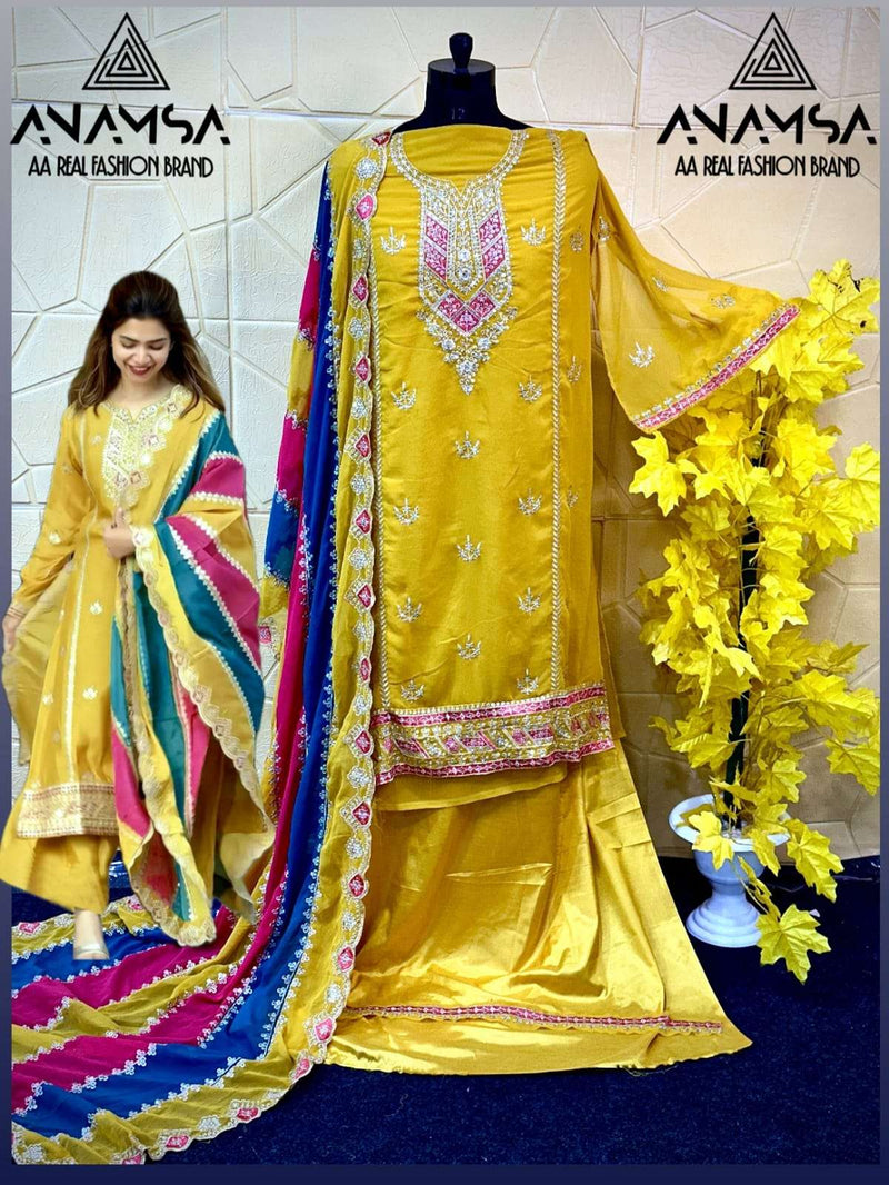 Anamsa D No 452 Fox Georgette With Heavy Embroidered Very Beautiful Design And Sequence Work Salwar Suit