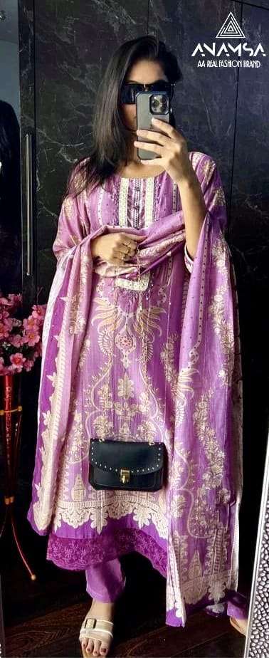 Anamsa D No 454 Jam Cotton Digital Print With Embroidery Work Very Beautiful Designer Salwar Suit