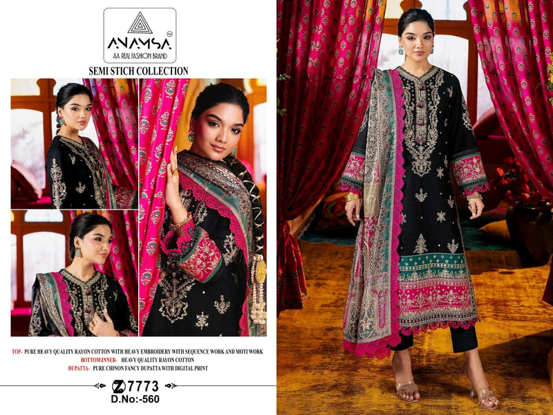 Anamsa 560 Fancy Designer Embroidered Rayon Cotton Salwar Suit