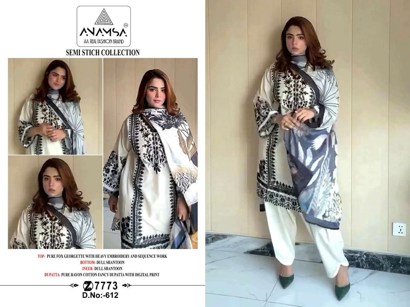 Anamsa 612 Pure Fox Georgette Embroidered Sequence Work Salwar Suit
