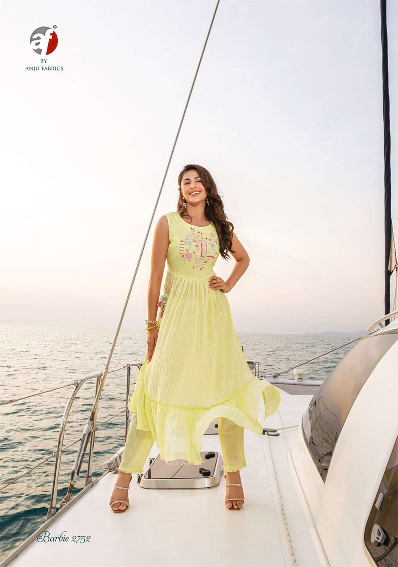 Anju Fabrics Barbie Vol 2 Cotton Manual Embroidery With Hand Work Designer Kurti