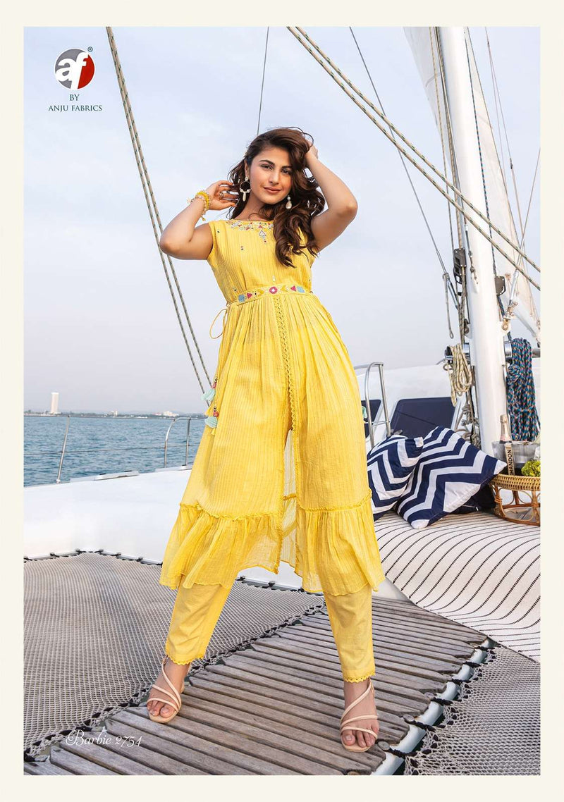 Anju Fabrics Barbie Vol 2 Cotton Manual Embroidery With Hand Work Designer Kurti