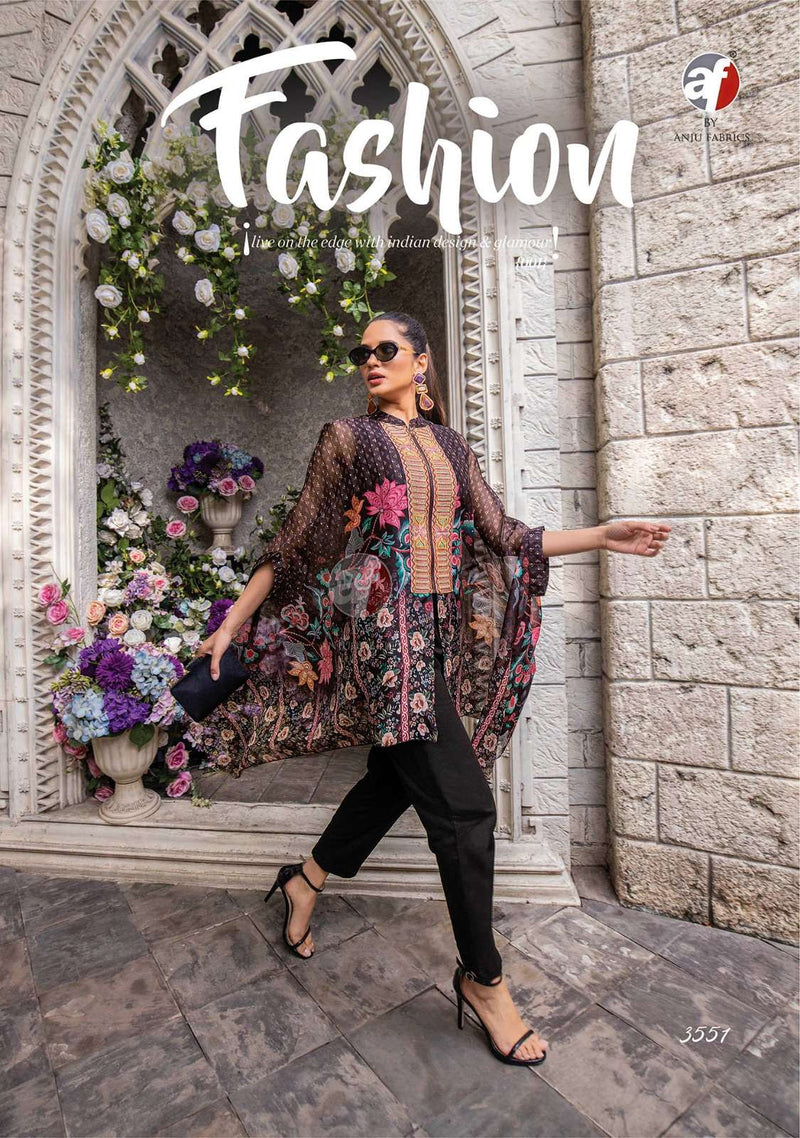 Anju Fabrics Cape Style Viscose Party Wear Top With Bottom Set Of Kurti