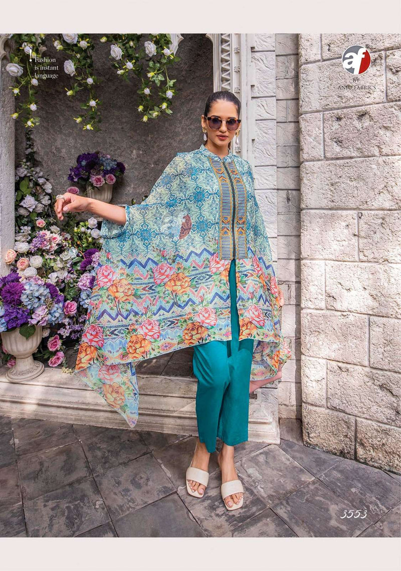 Anju Fabrics Cape Style Viscose Party Wear Top With Bottom Set Of Kurti