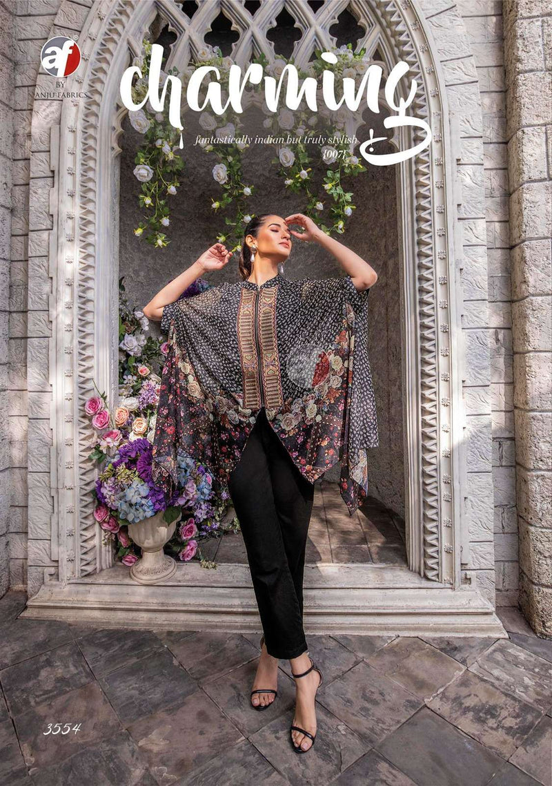 Anju Fabrics Cape Style Viscose Party Wear Top With Bottom Set Of Kurti