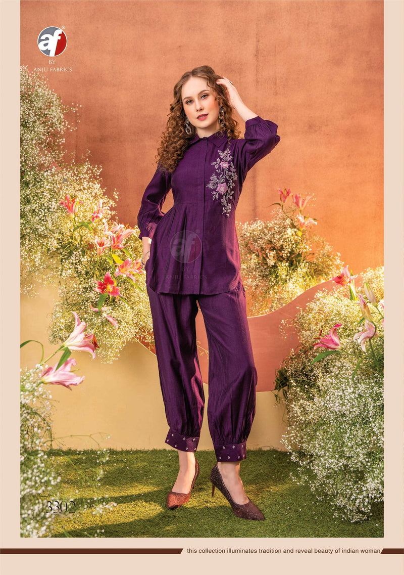 Anju fabrics Vol 4 Viscose Heavy Hand Work PArty Wear Cord Set