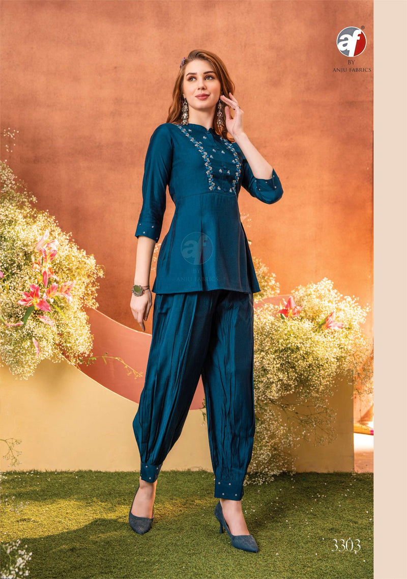 Anju fabrics Vol 4 Viscose Heavy Hand Work PArty Wear Cord Set