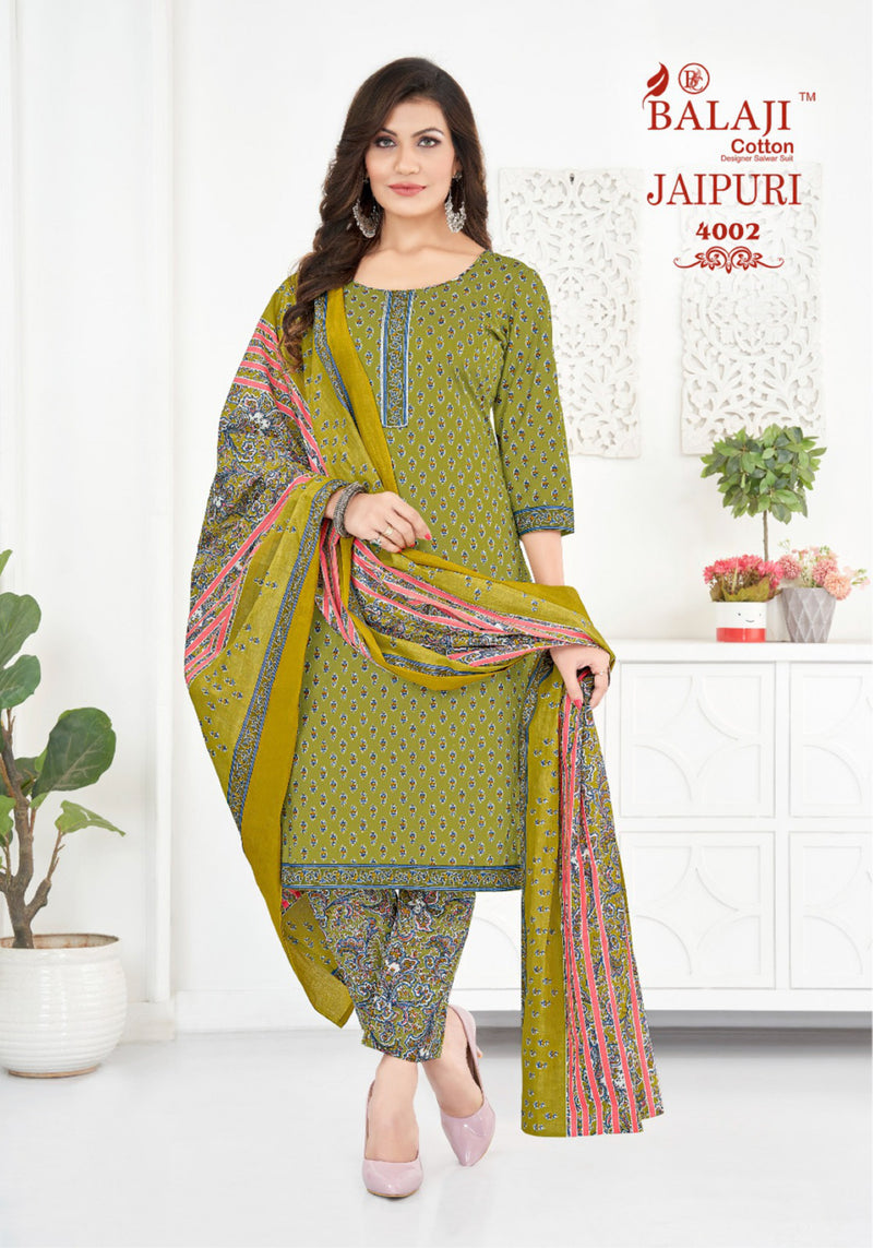 Balaji Cotton Jaipuri Vol 4 Printed Cotton Fancy Kurti Pant & Dupatta