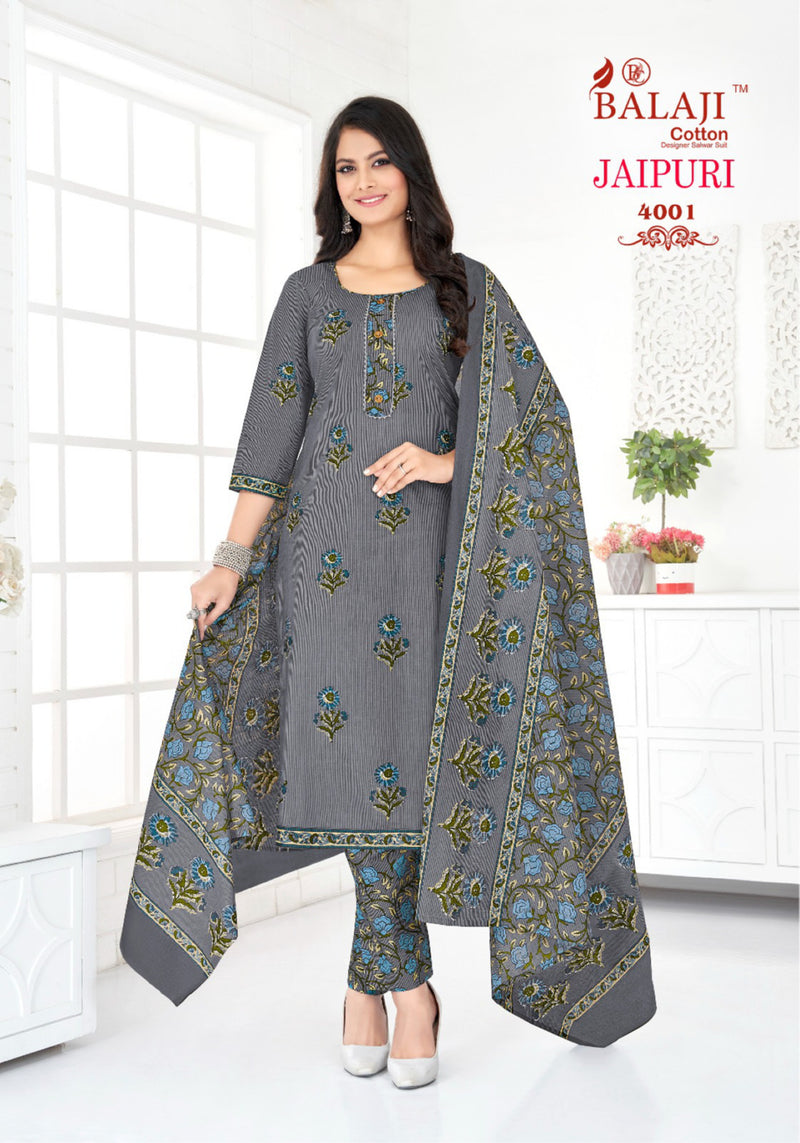 Balaji Cotton Jaipuri Vol 4 Printed Cotton Fancy Kurti Pant & Dupatta