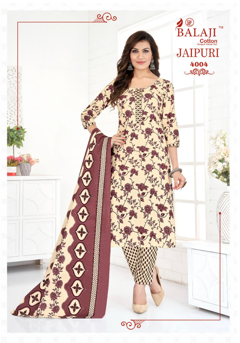 Balaji Cotton Jaipuri Vol 4 Printed Cotton Fancy Kurti Pant & Dupatta