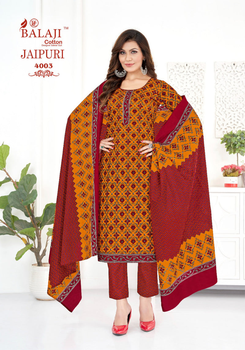 Balaji Cotton Jaipuri Vol 4 Printed Cotton Fancy Kurti Pant & Dupatta