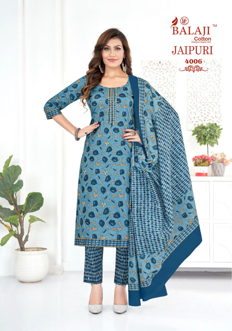 Balaji Cotton Jaipuri Vol 4 Printed Cotton Fancy Kurti Pant & Dupatta