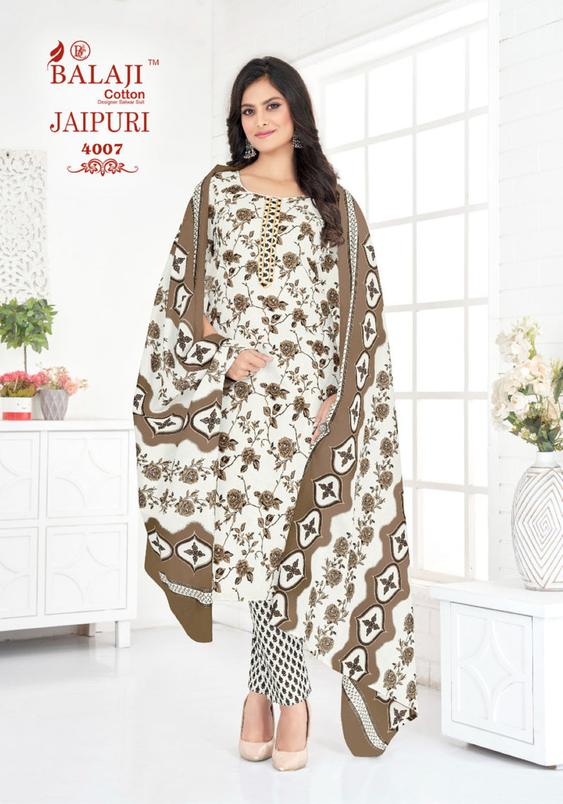Balaji Cotton Jaipuri Vol 4 Printed Cotton Fancy Kurti Pant & Dupatta